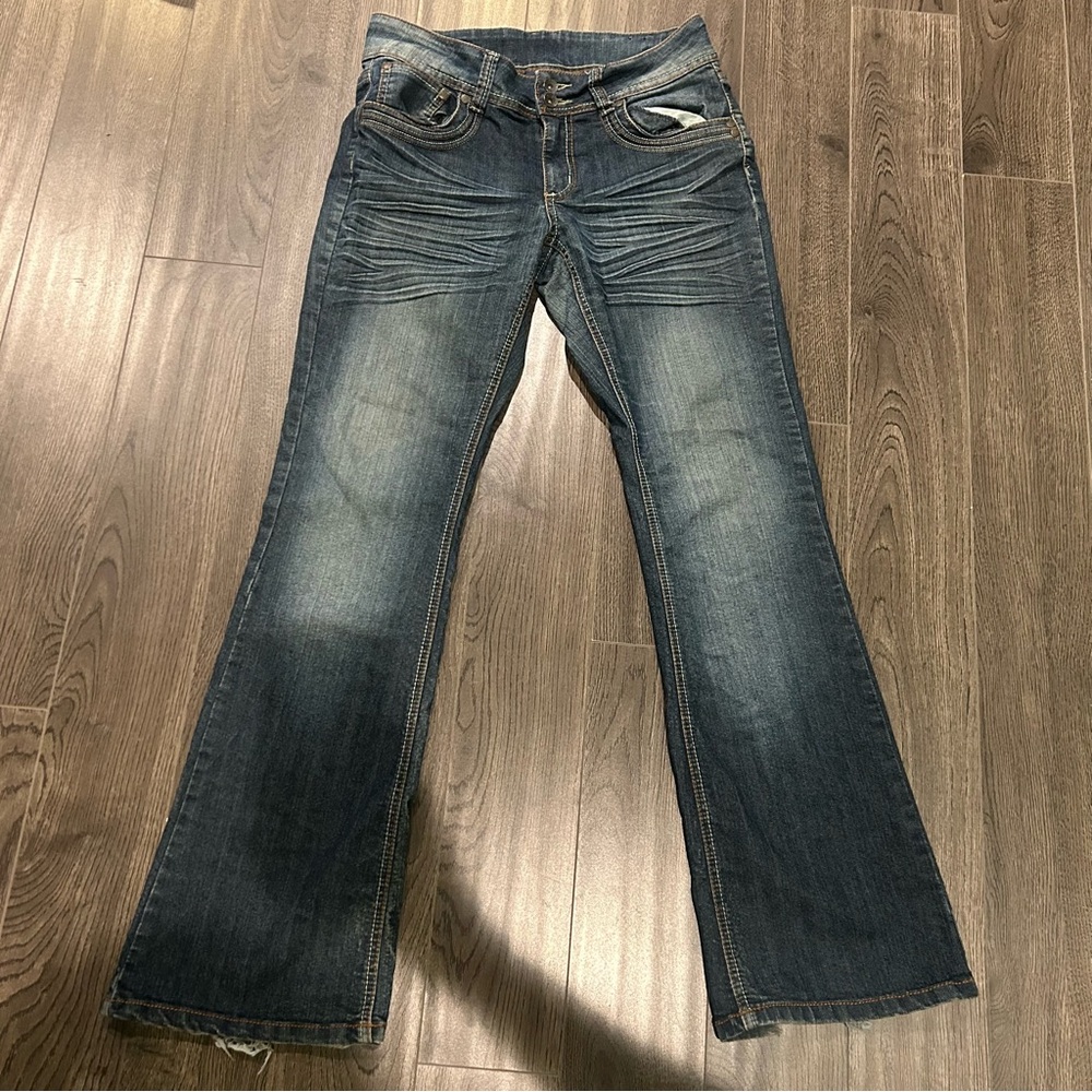 Trendy Dark Wash Flared Jeans